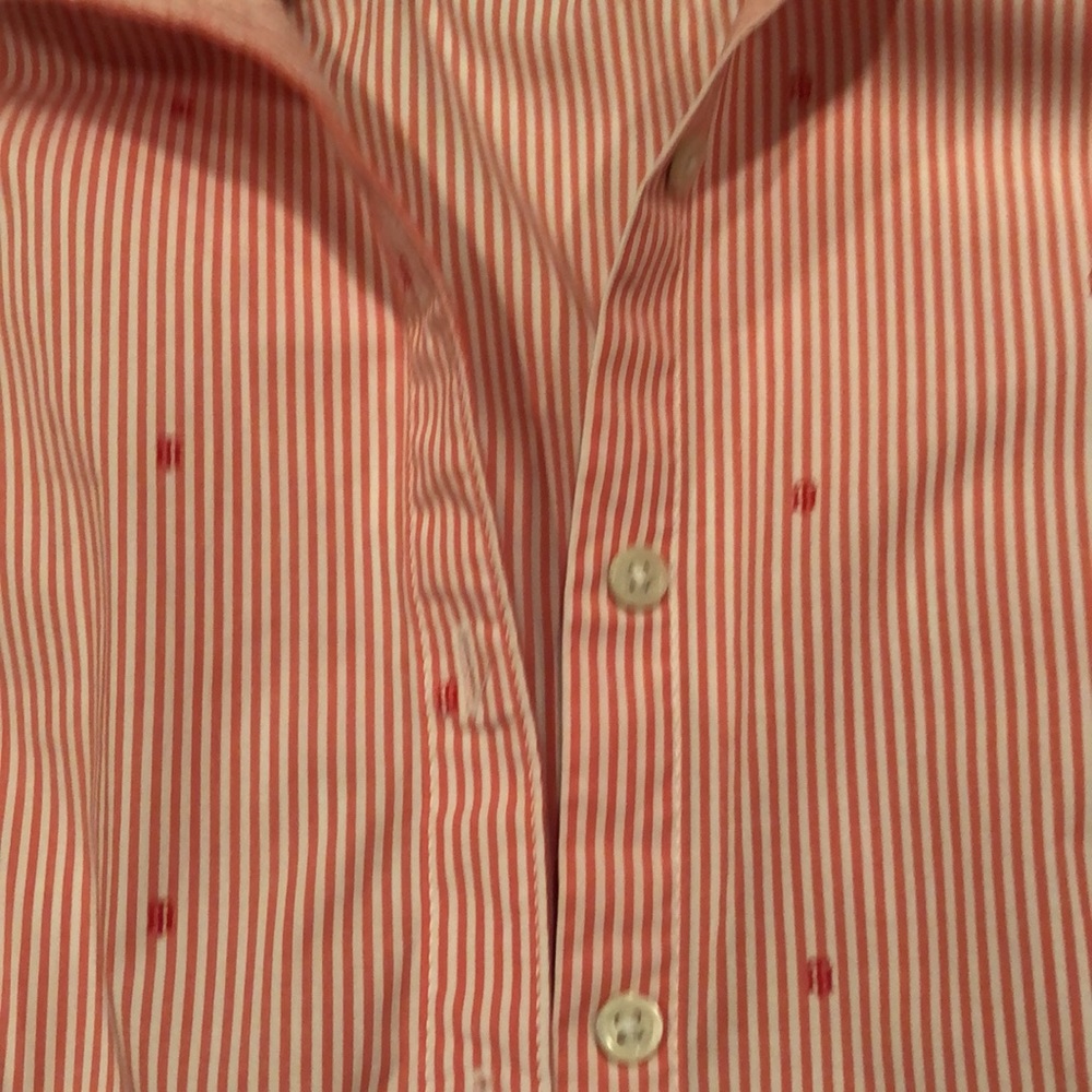 Tommy Hilfiger peach/white striped long sleeve blouse & collar&TH application,S, - Picture 2 of 8